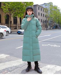 Knee length cotton jacket for women's 2023 winter new Korean fashion slim fit down cotton hooded thick cotton jacket outdoor sports jacket Fashion