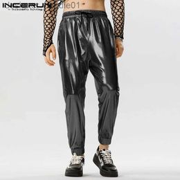 Men's Pants Stylish Party Shows Style Pantns Men's Flash Fabric Trousers Hot Selling Drstring High Waist Long Pants S-5XL L231129