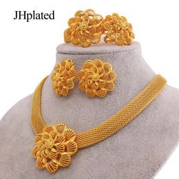 Wedding Jewellery Sets Hawaiian fashion gold filled plated bridal sets necklace earrings bracelet ring gifts wedding jewellery set for women 231128