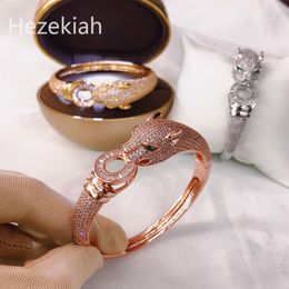 Hezekiah Fashion trend Leopard Bracelet Domineering personality Elastic Bracelets Lady Bracelet Dance party money Full drillin253m