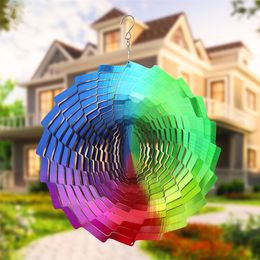 3D Wind Chime Countryside Garden Decoration Stainless Steel Colourful Tunnel Rotating Pendant Wind Spinner LT680