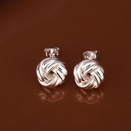Brand new sterling silver plate Woven button-type earrings SE377 women's 925 silver Dangle Chandelier earrings 10 pair a lot 250n