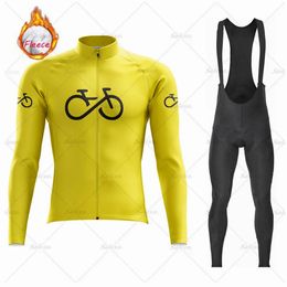 Cycling Jersey Sets Winter Team Set Thermal Fleece Clothing Long Sleeve Road Pants Bib Bike Suit MTB Maillot Jacket 231128