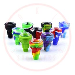 New Colourful Wasp Silicone Smoking Bubble 14MM 18MM Male Dual Joint Dry Herb Tobacco Philtre Nineholes Bowl Oil Rigs Waterpipe Bong DownStem Cigarette Holder