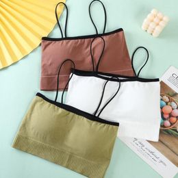 Camisoles & Tanks Sexy Lingerie Crop Tops Female Backless Underwear Top Bandeau With Chest Pad Bra Slim Spaghetti Strap