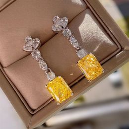 Handmade Topaz Diamond Dangle Earring Original 925 sterling silver Jewellery Party Wedding Drop Earrings for Women Jewellery Gift325Q