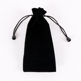 Newly Purple And Black Long Velvet Bags 7 5x18cm Drawstring Gift Pouches Favour Comb Lipstick Storage High Quality Bags 25pcs lot307i