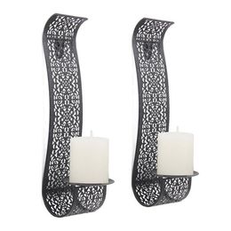 Candle Holders Hollow Metal Candlestick Wall Hanging Pastoral Pillar Decoration Wedding Sconces Home Holder Mounted267O