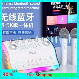 Computer S ers SOAIY SG60 Live Streaming Singing Sound Card Audio All in one Machine Indoor and Outdoor KTV Karaoke Wireless Bluetooth S er 231128