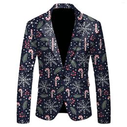 Men's Suits HOO 2024 Autumn And Winter 3D Fun Printing Blazer Christmas Casual Thin