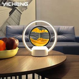 Table Lamps Rechargeable 3D Stereoscopic Night Light Creative Pendant Desk Lamp Bedroom Quicksand Painting Decoration Dynamic Hourglass Lamp YQ231129