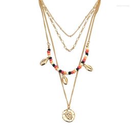 Chains Bohemia Conch Shell Layers Pendant Necklaces For Women Boho Gold Colour Drop Charm Choker