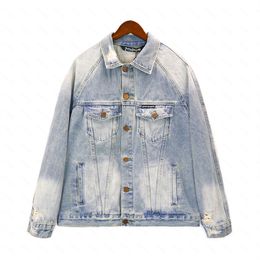 Palms Palm Angel PA 23FW Designer Mens Denim Jacket Woman Casual Loose Jackets Classic Wash Outerwear Outsize Frayed Stylist Streetwear Hip Hop Clothing Angels HBN