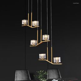 Pendant Lamps Simple Modern Dining Room Chandelier High-end Atmosphere Bedroom Copper Lamp Luxury Design Crystal Living