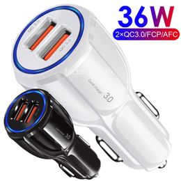 36W 30W Fast Quick Charging Dual USB QC3.0 Car Charger Portable Auto Power Adapters For IPhone 15 14 11 12 13 Samsung S20 S23 S24 htc Android F1 With Box