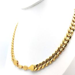 Mens Miami Cuban link Chain Necklace 18K Gold Finish 10mm Stamped Men's Big 24 Inch Long Hip Hop341b