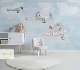 Sfondi Bacal Custom 3D Cartoon Airplane Tv Sfondo Wallpaper per Kids Room 5d Dog Po Wall Paper Murales