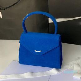 Women Designer Mini Shopping Bag Blue Suede Silver Metal Hardware Flap Tote with Half Round Handle 17cm Multi Colours