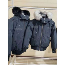 Winter Down Jackets Mens Black Ballistic Bomber Jacket Slim on Waist Short Coats with Hooded White Fox Fur Collar Scissors on the Arm 766