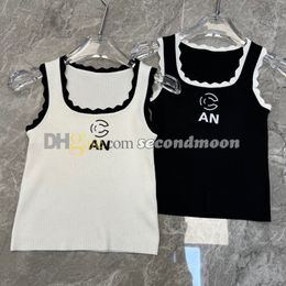 Women Sleeveless Gym Top Letters Print Sport Vest U Neck Knits T Shirt Quick Drying Knitwears