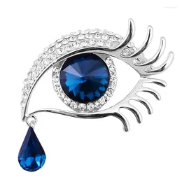 Brooches High Quality Crystal Rhinestones Blue Eye Brooch Pins Fashion Women's Dress Hat Shoes Decorated Jewelry