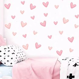 Wall Stickers 60pcsset Soft Pink Big Small Heart Shape for Living Room Bedroom Kids Nursery Decals Home Decor 231128