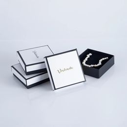Pendant Necklaces Custom 50pcs Jewelry Organizer Box Black White Kraft Paper Display Gift Boxes Engagement Ring for Earring Necklace Bracelet 231128
