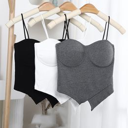 Womens Tanks Camis Summer Arrival Sleeveless Spaghetti Strap Slim Built In Bra Camisoles for Chest Padded Camisole Tank Top 230428