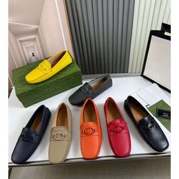 10A59MODEL Luxury Designer Men Loafers Shoes Yellow Blue orange Moccasins Italian Shoes Slip On Men Dress Shoes Original Male Office Party Wedding drive Casual Shoe