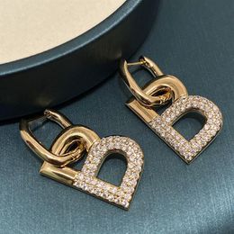 Metal diamond zirconia letter B geometric earrings fashion luxury designer pendant stud earrings for woman girls gifts s925 silver269s