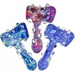 dry hammer hand pipe hammer pipe smoking Heady Pipe 3 Colours Fumed Hammer Glass Pipe Heavy Worked Hammer Dry Pipes Cute Glass Pipe Borosilicate Glass Smoking Pipes