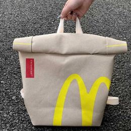 New Funny Cute Cartoon French Fries Packaging Bags Student Woman Schoolbag Canvas Backpack Large Capacity Messenger Bag