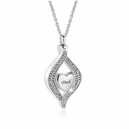 Fashion jewelry for MOM and DAD Cremation Urn Necklace for Ashes Jewelry Memorial Keepsake stainless steel Pendant307O