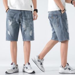 Men's Jeans Summer Denim Shorts Men Loose Fit Baggy Pants Pockets Distressed Hip Hop Men's For Hollow Out Oversized