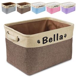 Accessories Custom Pet Toy Storage Bin Canvas Dog Toy Box Storage Basket Pet Dirty Clothes Leash Basket Collapsible Bin Pet Accessoreis