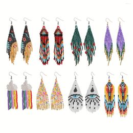 Dangle Earrings 1 Pair Of Colourful Rice Bead Tassel For Women's Fashionable Daily Niche High-End Handmade