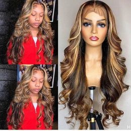 Synthetic Wigs Front Lace Wig for Women 13 * 4 Front Lace Gradient Colour Wig Long Curly Hair Real Hair Wig Headband