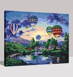 DIY Painting By Numbers Air Balloon River Picture Numbers Handpainted Oil Paintings Unique Gift For Home Decors6790653