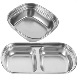 Plates 2 Pcs Oil Container Dishes Kitchen Seasoning Plate Condiment Sauce Stainless Steel 304 Tray