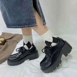 Dress Shoes 2023 Spring Platform Leather Women Flats Casual Oxford Loafers Thick Bottom Ladies Wedge Lolita Mary Jane