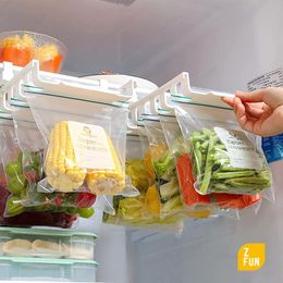 Bags Refrigerator Ziplock Bag Storage Organiser Telescopic Fridge Drawer Storage Rack with 15 Sealed Bags Hanging Storage Clip Slide