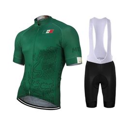 Mexico Men New Summer Green Cycling Jersey Set Bike Road Mountain Race Tops Shorts 9D Gel Breathable Customized234U