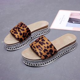 Slippers Large Size Sandals Women Summer Fashion Rhinestone Suede Flat Heeled Muffin Bottom Wear One-piece Casual Women's Shoes