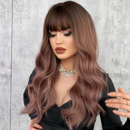 Synthetic Wigs Wavy Curly Wig Fashionable Straight Bangs Long Hair ffy Natural Large Wav Sexy Long Curly Hair