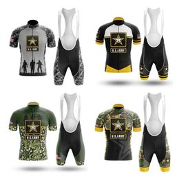 2022 US Army Cycling Team Jersey Bike Shorts Bib Set Ropa Ciclismo MenS MTB Shirt Summer Pro Bicycling Maillot Bottom Clothing253L