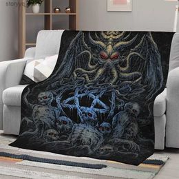 Electric Blanket Gothic Punk Style Plush Throw Blanket for Bedroom Death Skull Printed Throw Blankets Special Halloween Gifts for Teenager Adluts Q231130