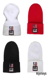 Unisex FJB let039s Go Brandon Print Knit Winter Beanies Slouchy Cuffed Beanie Hats US Election Flag Knitted Skull Caps Brimless8169873