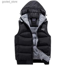 Men's Vests Jacket Men Sleeveless Vest homme Mens Winter Fashion Casual Coats Male Hooded Cotton-Padded Men's Thickening Waistcoat Q231129