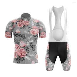 Racing Sets Classic Retro Rose Men's Pro Team Short Sleeve Cycling Jersey Sport Clothing Bike Wear Bib Pants