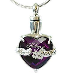 Cremation Urn Necklace for Ashes Always in my Heart Engraved Bereavement Jewellery with Fill Kit and Velvet Bag234A